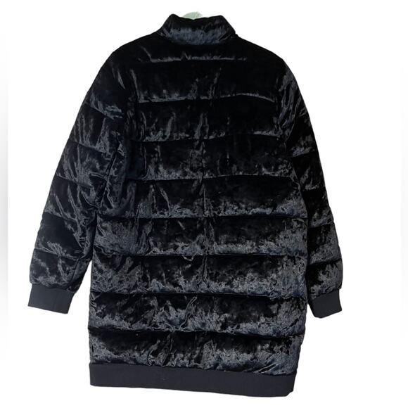Jack by BB Dakota Black Crushed it Velvet Quilted Zip Puffer Coat Small NWT - Picture 8 of 9